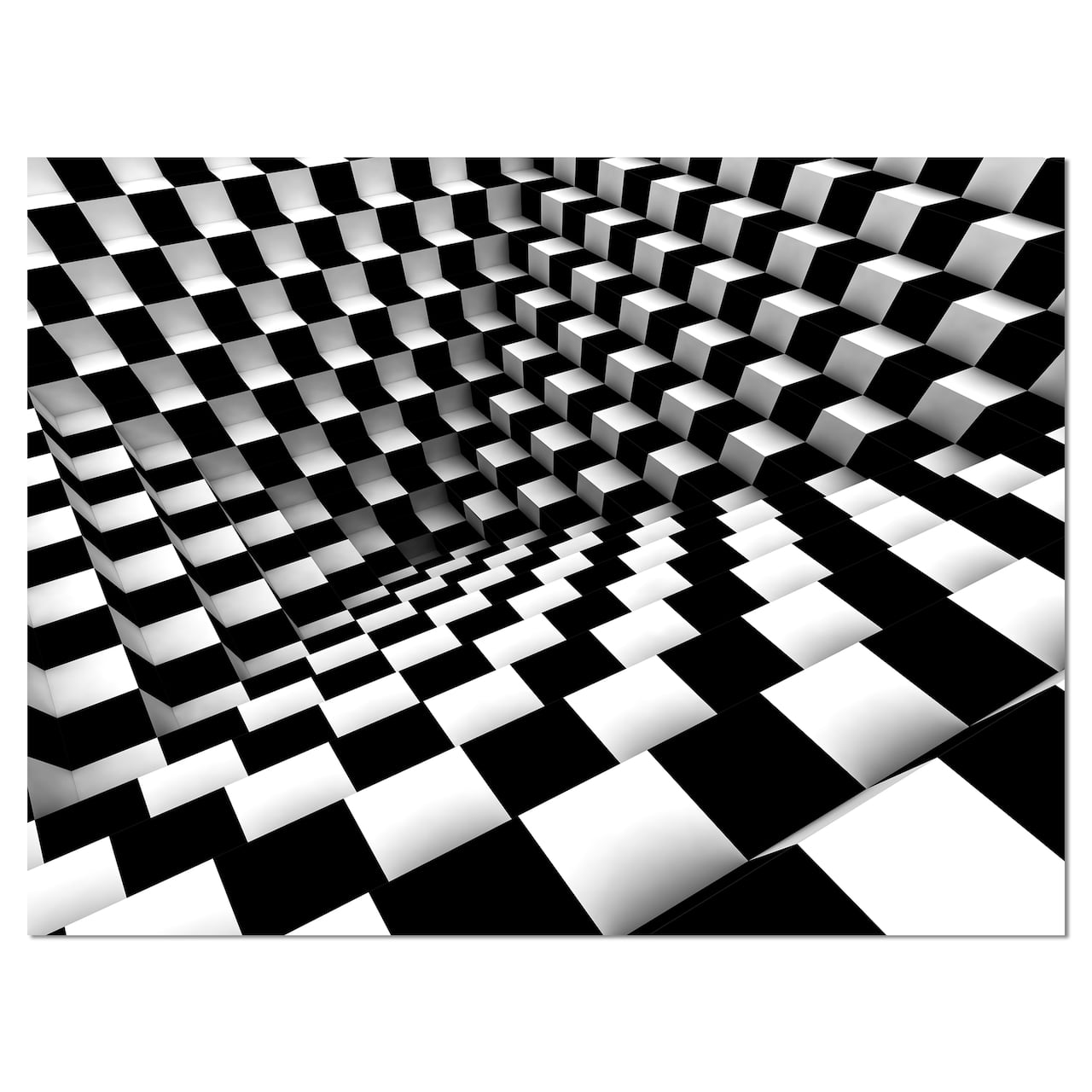 Designart - Optical Black and White Pattern - Abstract Canvas Art Print